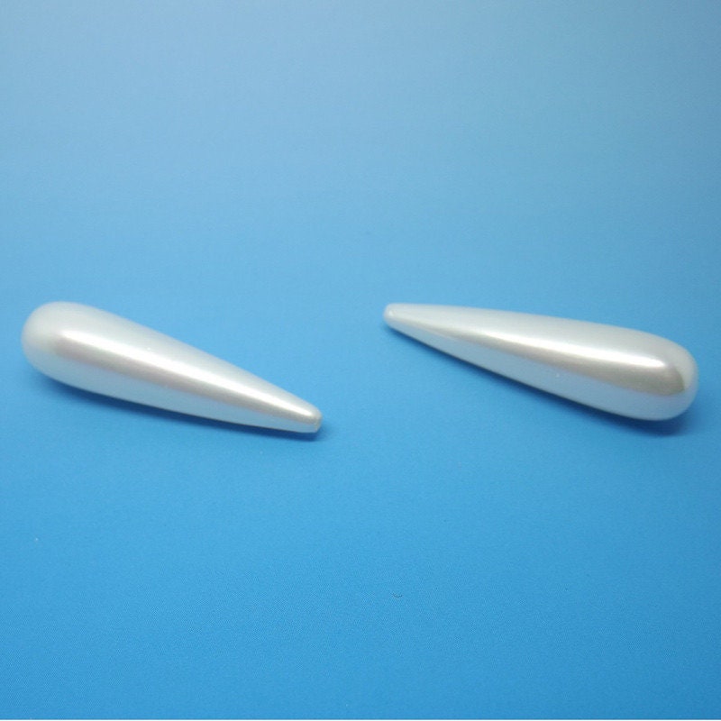 Shell Pearl Half Drilled Teardrop Beads 8x30mm 2pcs