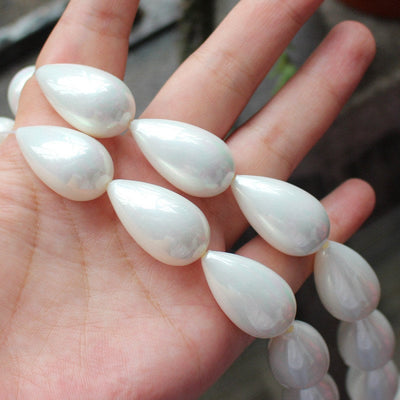 White Shell Pearl Teardrop Beads 16x28mm 15''