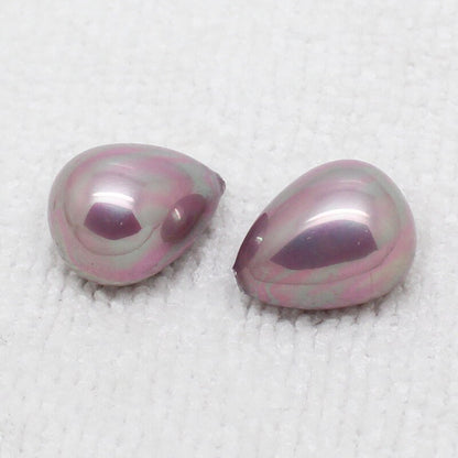Shell Pearl Half Drilled Teardrop Beads 14x18mm 2pcs