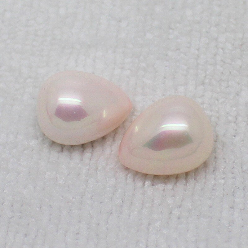 Shell Pearl Half Drilled Teardrop Beads 14x18mm 2pcs