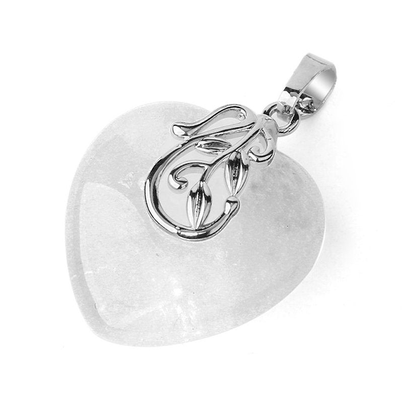 Quartz Pendant Necklace Heart Pendant Necklace Jewelry 18''