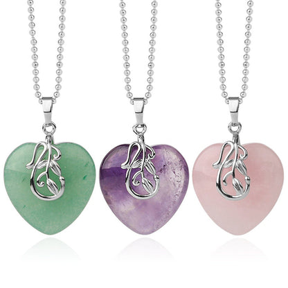Quartz Pendant Necklace Heart Pendant Necklace Jewelry 18''