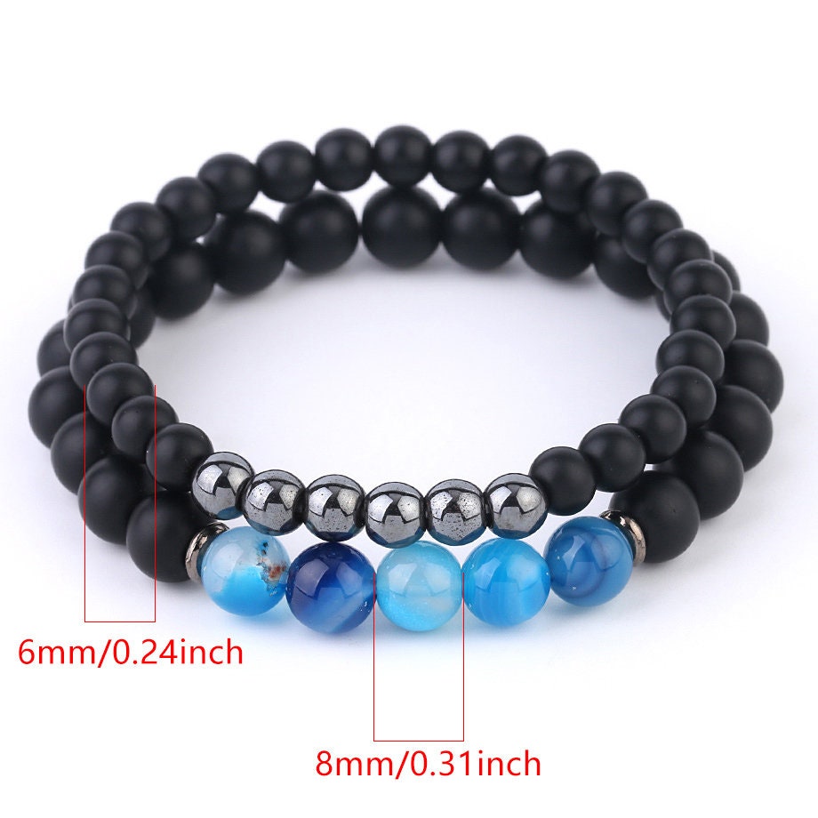 Matte Onyx Bracelet 2pcs 8''