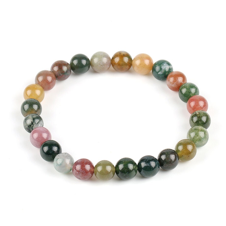 Rødgrøn indisk agatstenarmbånd 6mm 8mm 10mm 8''