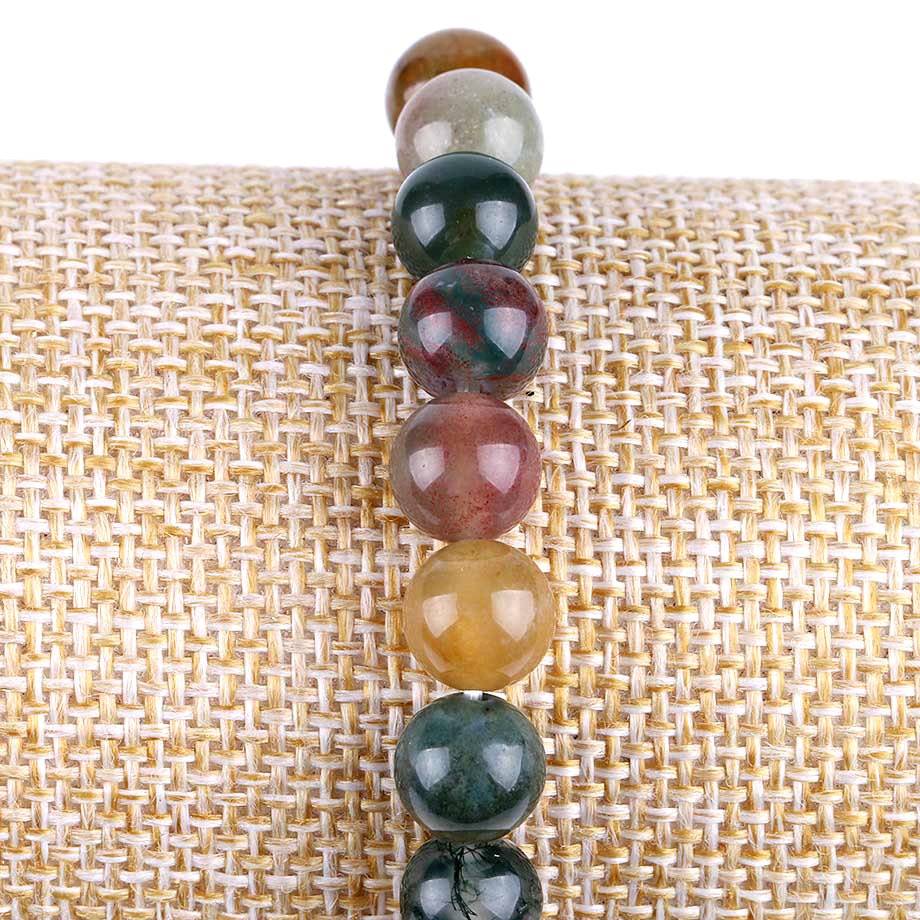 Red Green Indian Agate Stone Bracelet 8''