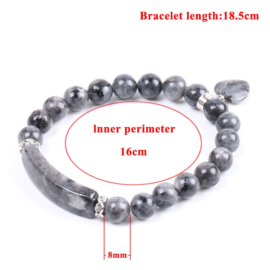 Black Labradorite Heart Bracelet 7''