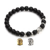 Mat Onyx Armbånd Sølv Guld Buddha Armbånd 8mm 8''