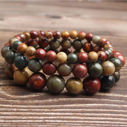 Picasso Jasper Beads Bracelet 8''