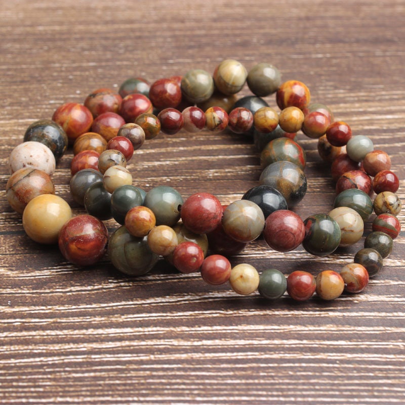 Picasso Jasper Beads Bracelet 8''
