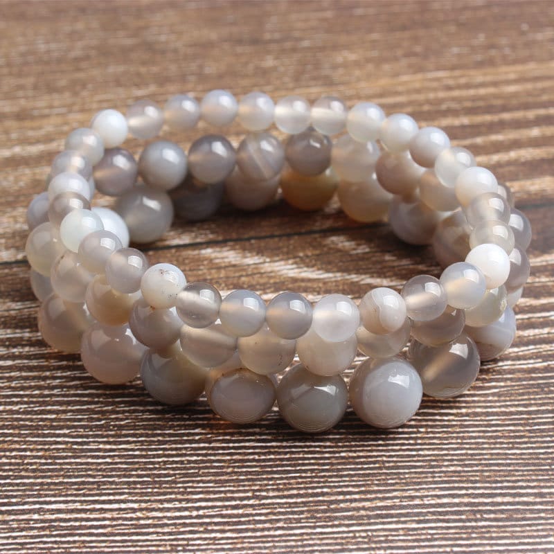 Gray Striped Agate Bracelet 8''