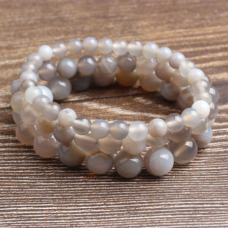 Bracelet en agate rayée grise 8''