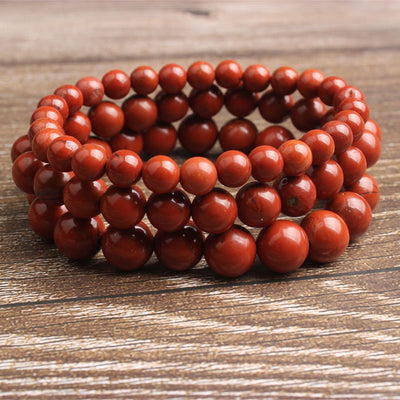 Red Jasper Bracelet Natural Stone Beads Bracelet 4mm 6mm 8mm 10mm 8''