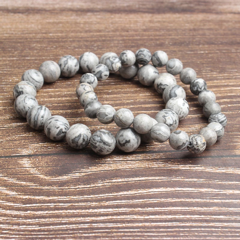 Gray Silk Jasper Bracelet 8''