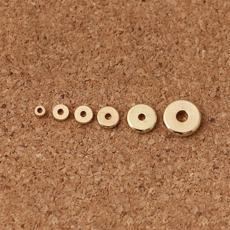 Perles en cuivre rondelles pour bijoux, 4 mm, 6 mm, 8 mm, 10 mm, 50 pièces