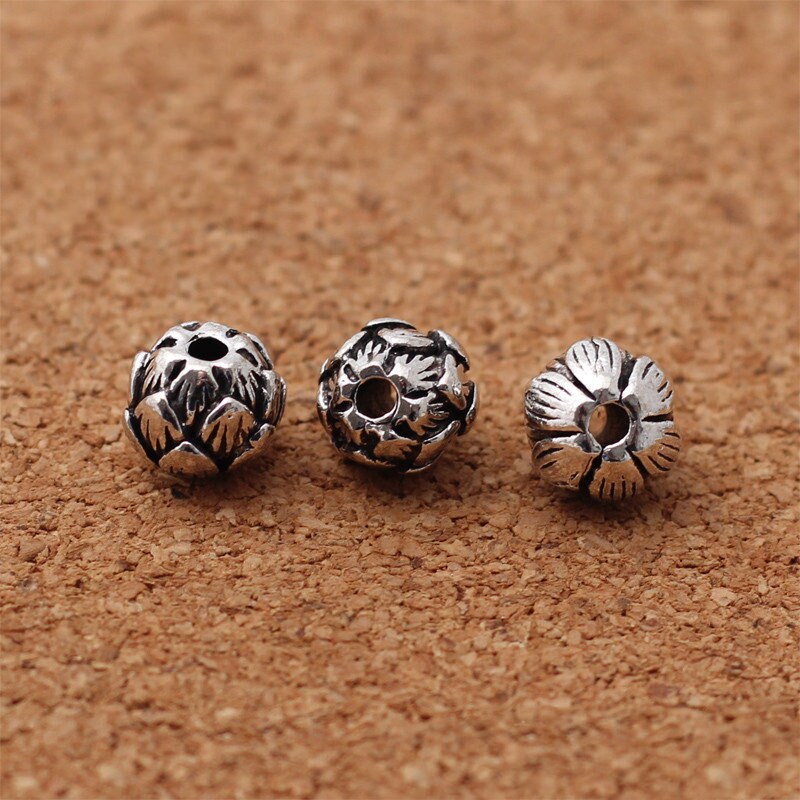 10 mm Lotus Spacer, antik guld, sølvfarvet legering, DIY smykkefund 30 stk.