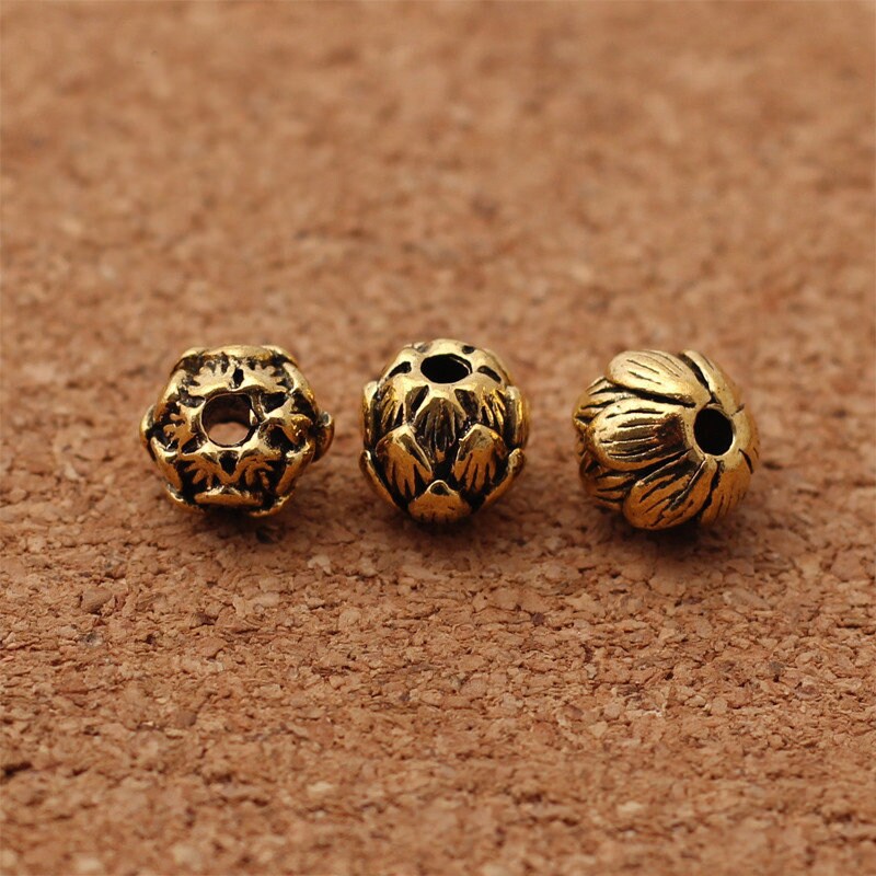 10mm Antique Gold, Silver Alloy Beads Lotus Beads 30pcs