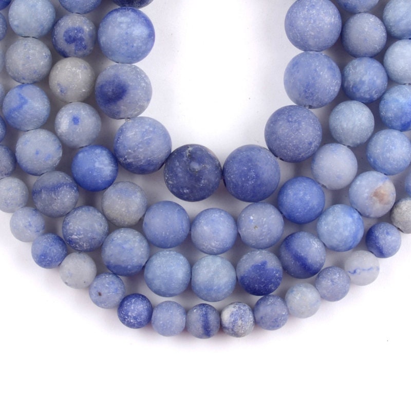Blue Aventurine Matte Beads 4mm 6mm 8mm 10mm 12mm 15''