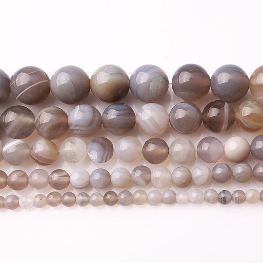 Gray Striped Agate Beads 4mm 6mm 8mm 10mm 12mm