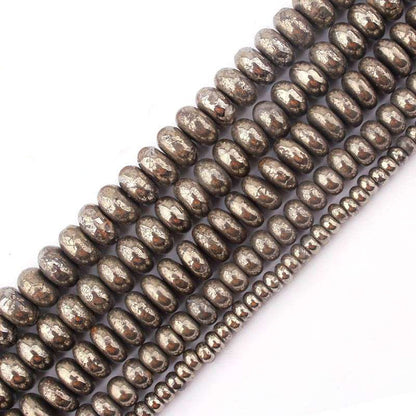 Pyrite Rondelle Beads Natural Gemstone Beads 2x4mm 3x6mm 5x8mm