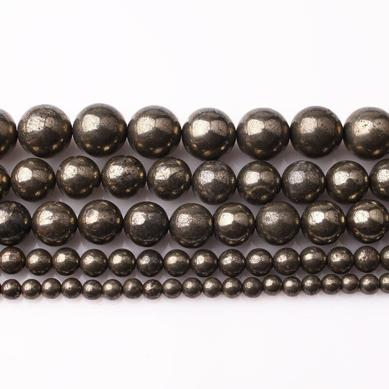 Pyrite Round Beads Natural Gemstone Beads4mm 6mm 8mm 10mm 12mm 15''