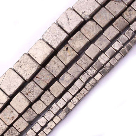Perles cubiques en pyrite 3 mm, 4 mm, 6 mm, 8 mm, 10 mm, 15 pouces