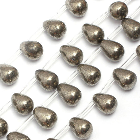 Perles en forme de larme de pyrite, pierres précieuses naturelles, 6 x 10 mm, 8 x 12 mm, 8 x 24 mm, 38 cm