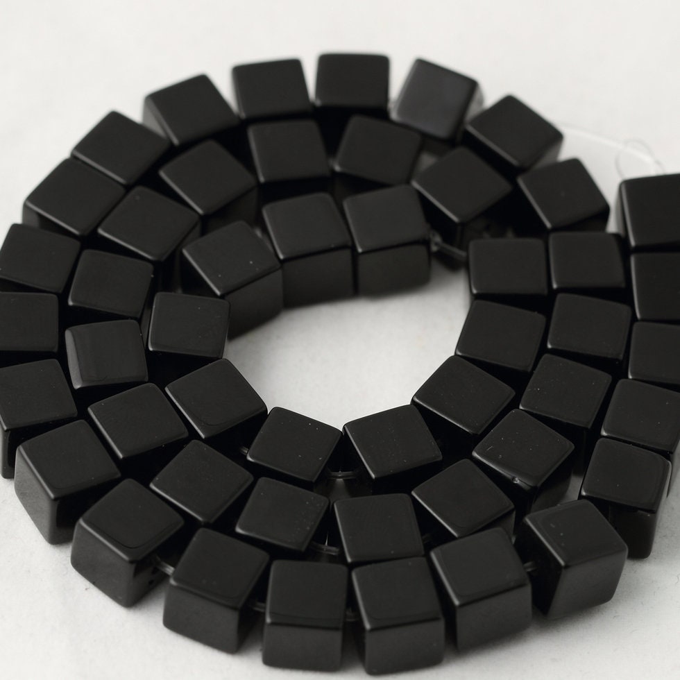 Black Onyx Cube Beads Natural Gemstone Beads 4mm 6mm 8mm 10mm 15''
