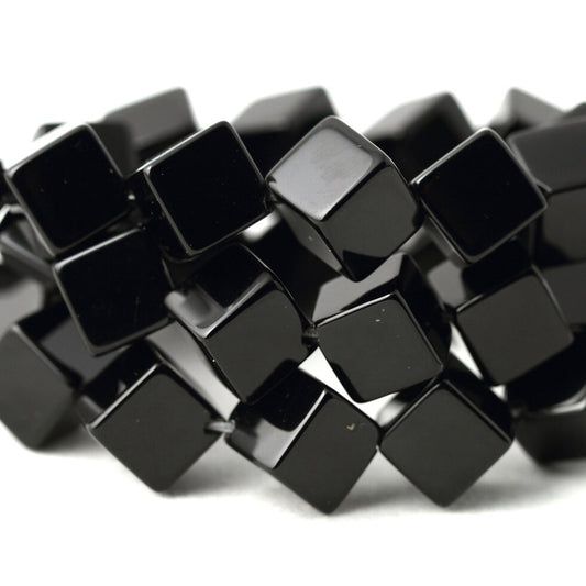 Black Onyx Cube Beads Natural Gemstone Beads 6mm 8mm 10mm 12mm 15''