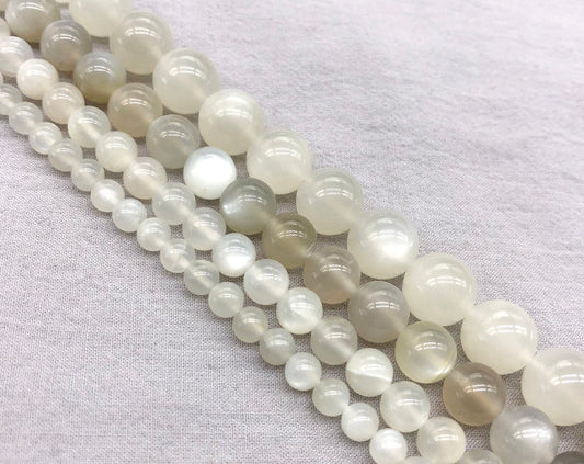 White Moonstone Beads  4mm 6mm 8mm 10mm 15''