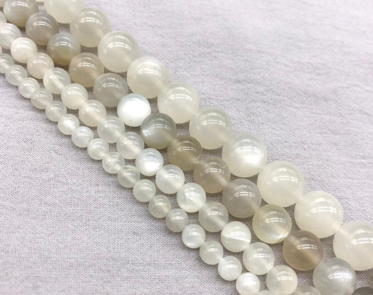 Perles de pierre de lune blanche 4 mm 6 mm 8 mm 10 mm 15''