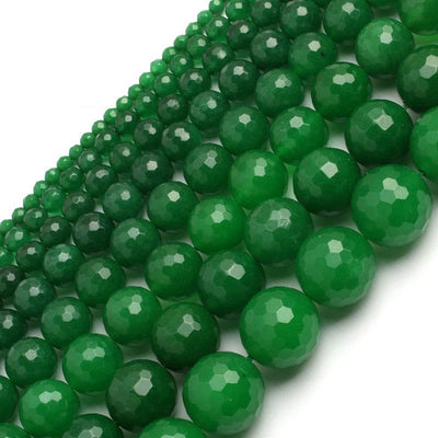 Dark Green Jade Faceted Beads 4mm 6mm 8mm 10mm 12mm 15''