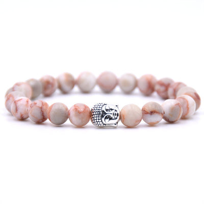 Natural Stone Bracelet, Howlite, Jasper, Turquoise Buddha Bracelet 8mm 8''