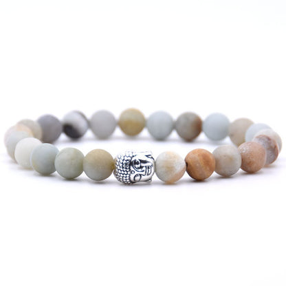 Buddha Matte Stone Bracelet 8''