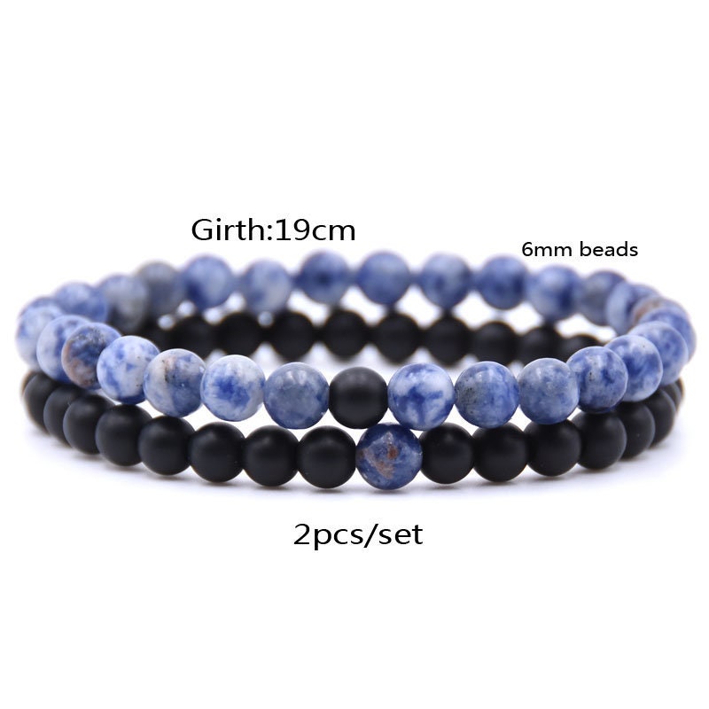 Matte Onyx Bracelets 2pcs 6mm 7.5''