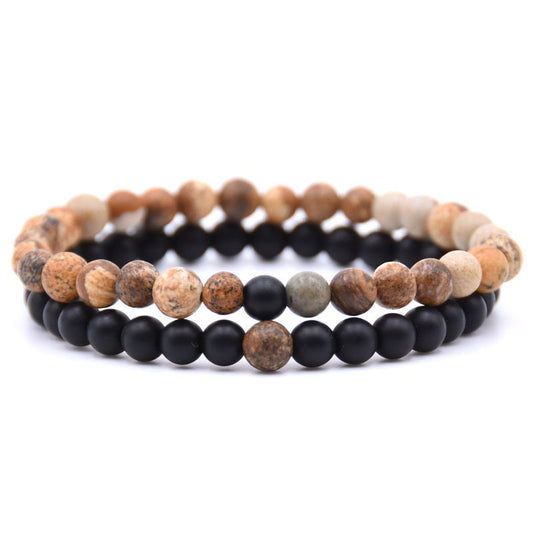 Matte Onyx Bracelets 2pcs 6mm 7.5''