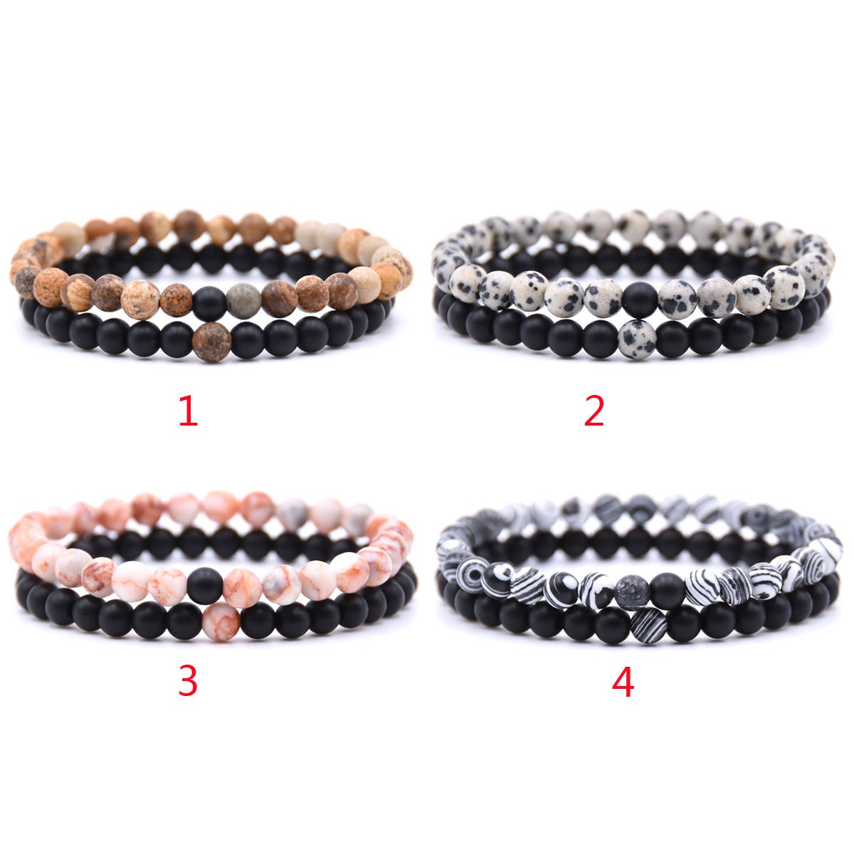 Matte Onyx Bracelets 2pcs 6mm 7.5''
