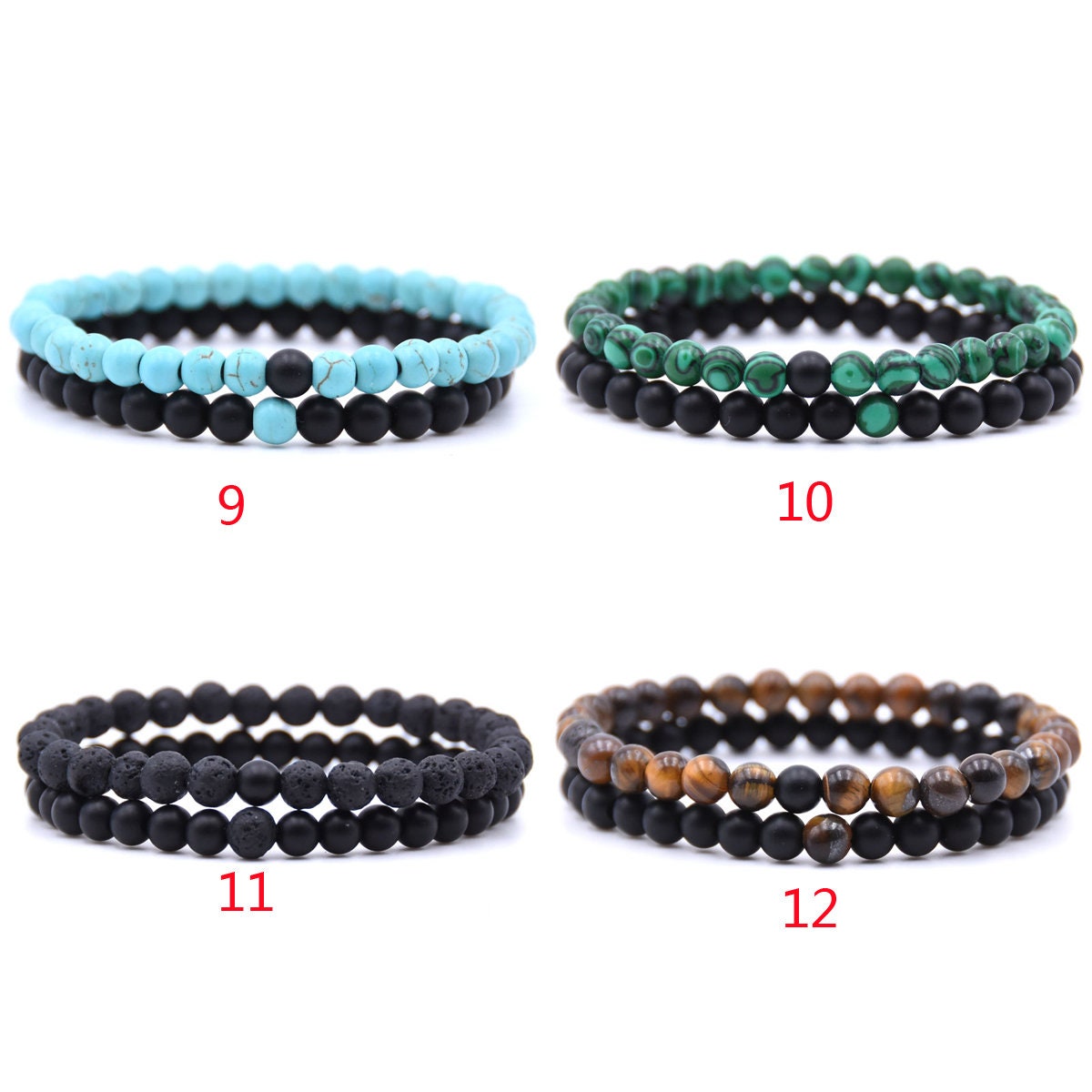 Matte Onyx Bracelets 2pcs 6mm 7.5''