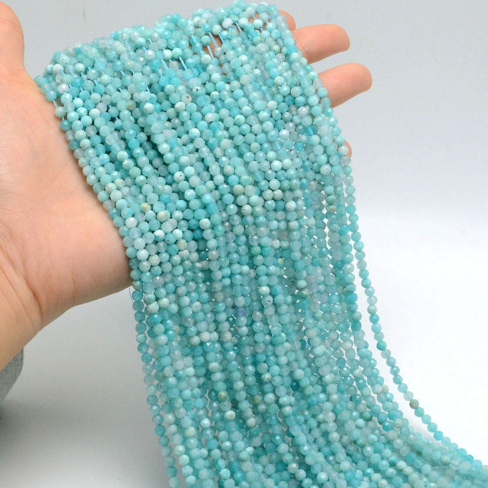 Amazonite facetterede perler 2 mm 3 mm 4 mm 15''