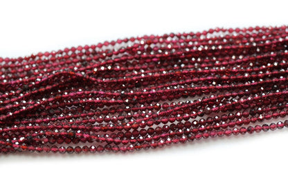 Garnet Faceted Beads 2mm 3mm 4mm 15''