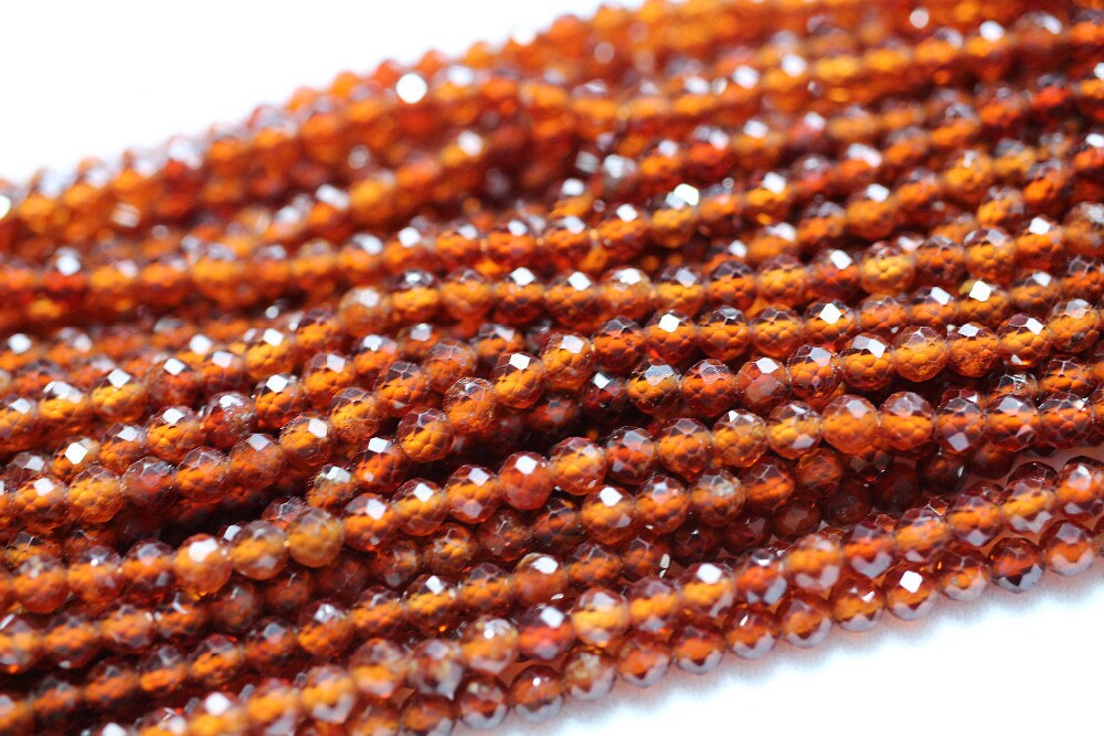 Orange Garnet Faceted Beads 2mm 3mm 4mm 15''