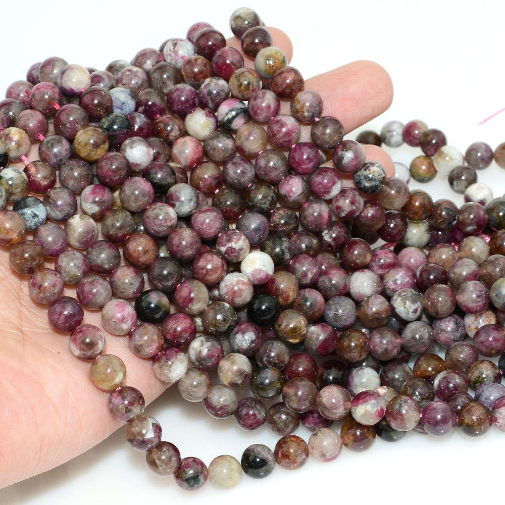 Genuine Pink Tourmaline , Natural Gemstone , Round Stone  4mm 6mm 8mm 10mm 15''