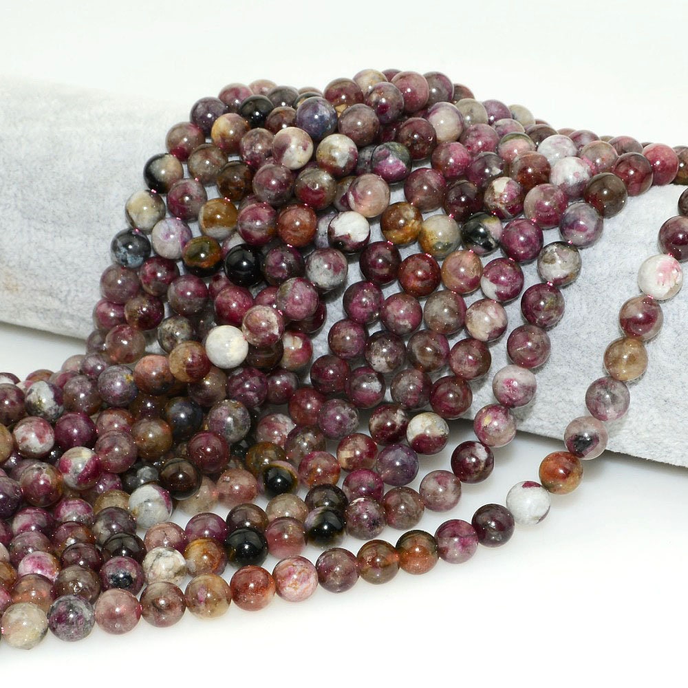 Genuine Pink Tourmaline , Natural Gemstone , Round Stone  4mm 6mm 8mm 10mm 15''