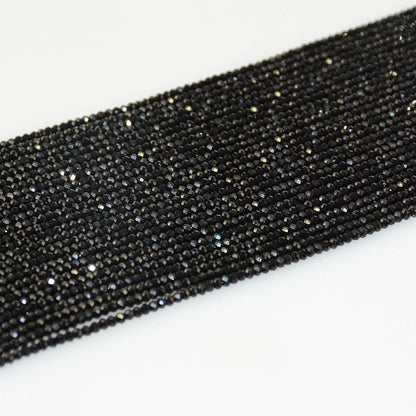 Black Spinel Rondelle Faceted Beads 2x3mm 2x4mm 3x5mm 4x6mm