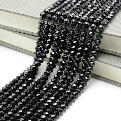 Black Spinel Rondelle Faceted Beads 2x3mm 2x4mm 3x5mm 4x6mm