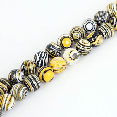 Yellow Black White Malachite Beads 4mm 6mm 8mm 10mm 12mm 15''