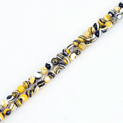 Yellow Black White Malachite Beads 4mm 6mm 8mm 10mm 12mm 15''