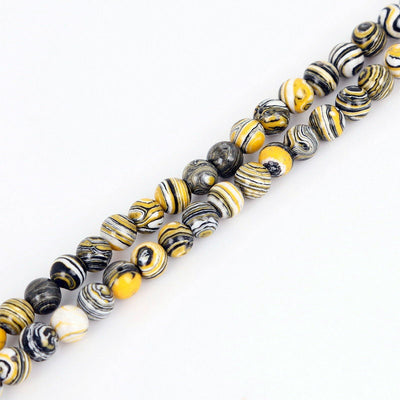 Yellow Black White Malachite Beads 4mm 6mm 8mm 10mm 12mm 15''
