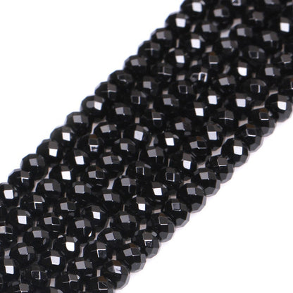 Onyx Rondelle Faceted Beads Natural Gemstone Beads 2x4mm, 3x5mm, 4x6mm, 5x8mm, 6x10mm