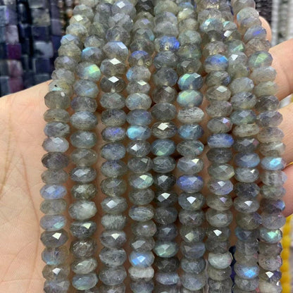 Perles à facettes en labradorite rondelles 3x5mm 4x6mm 5x8mm