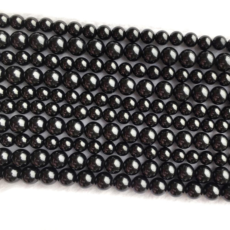 Perles en pierre spinelle noire AA 4 mm, 6 mm, 8 mm, 10 mm, 15 pouces